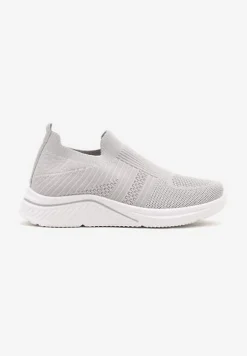 Szare Siateczkowe Buty Sportowe Sneakersy o Wsuwanym Fasonie Niltewi