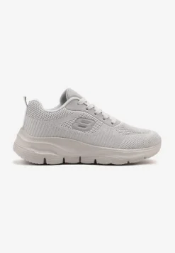 Szare Siateczkowe Buty Sportowe Sneakersy na Piankowej Podeszwie Zdobione Aplikacją Sonessa