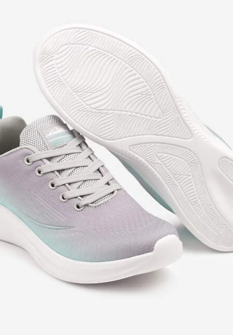Szaro-Miętowe Buty Sportowe Sneakersy Siateczkowe na Podeszwie z Pianki Rellica