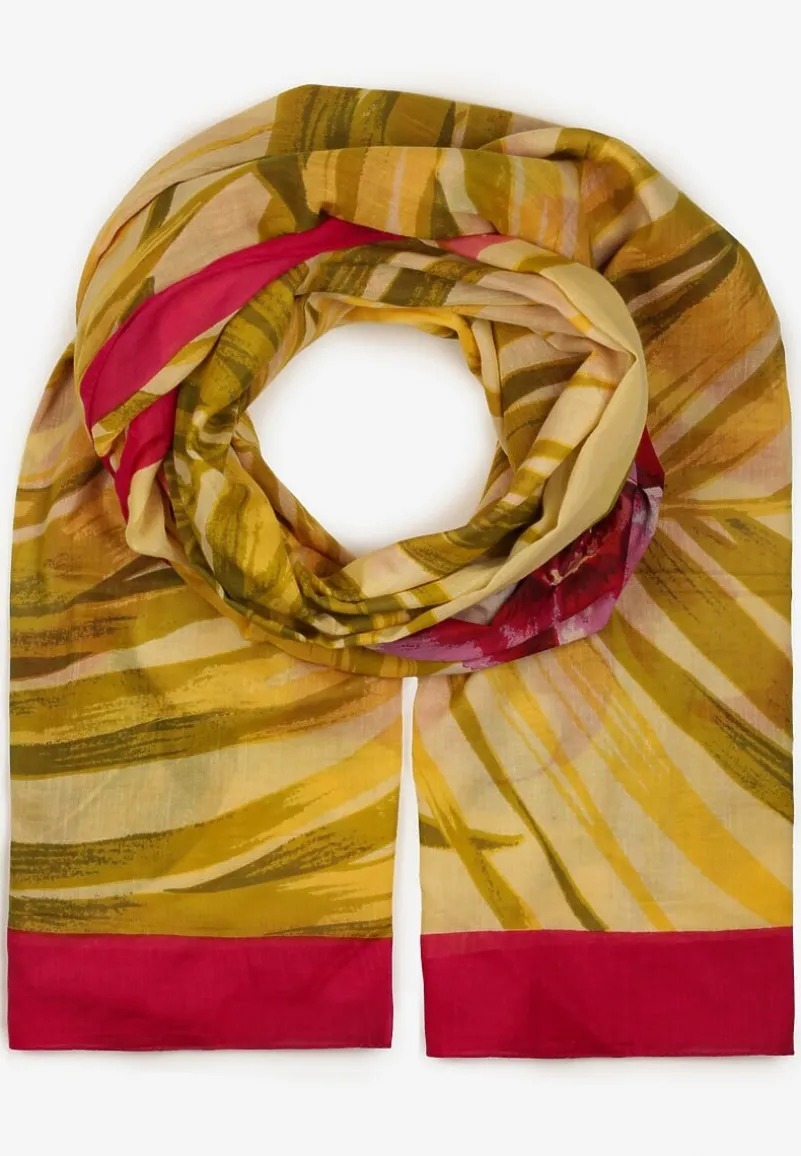 Żółty Bawełniany Szalik w Print Jellala