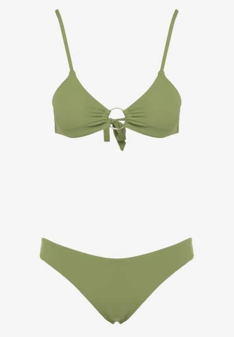 Zielone Bikini Ozdobione Okrągłą Klamrą Przy Biustonoszu Carisia