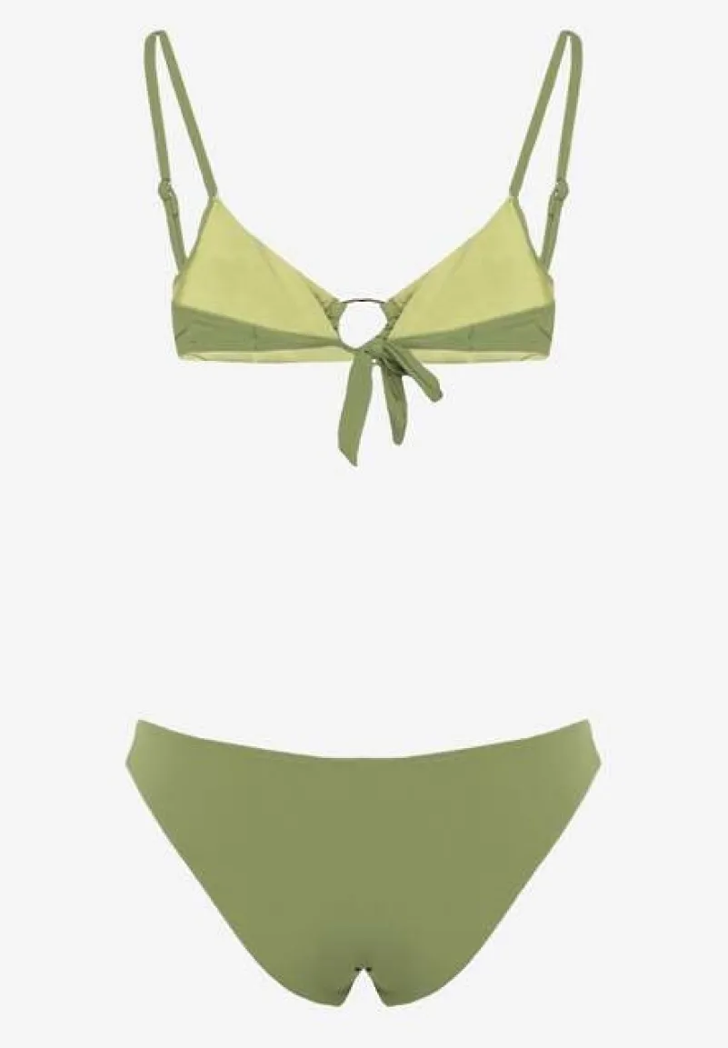 Zielone Bikini Ozdobione Okrągłą Klamrą Przy Biustonoszu Carisia