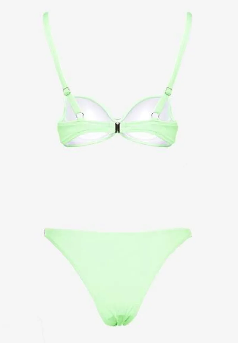 Zielone Bikini z Cyrkoniami i Regulowanymi Ramiączkami Tloen
