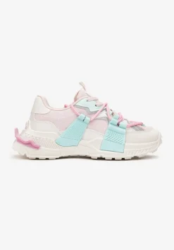 Zielone Sneakersy z Ozdobnym Sznurowaniem i Taśmami Larvel