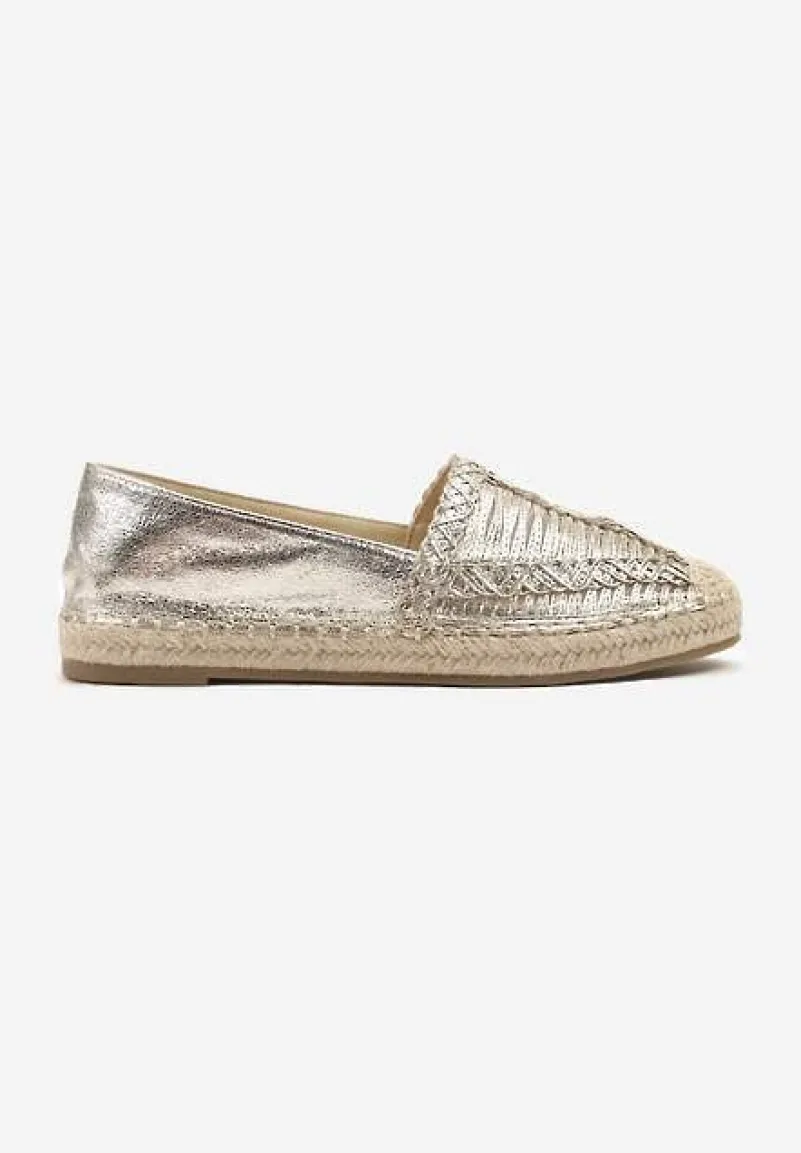 Złote Espadryle z Ozdobną Plecionką na Cholewce w Stylu Boho Adisella